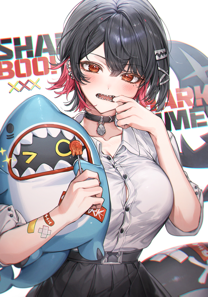 This is a pixiv picture whose title is shark time! 🦈.
