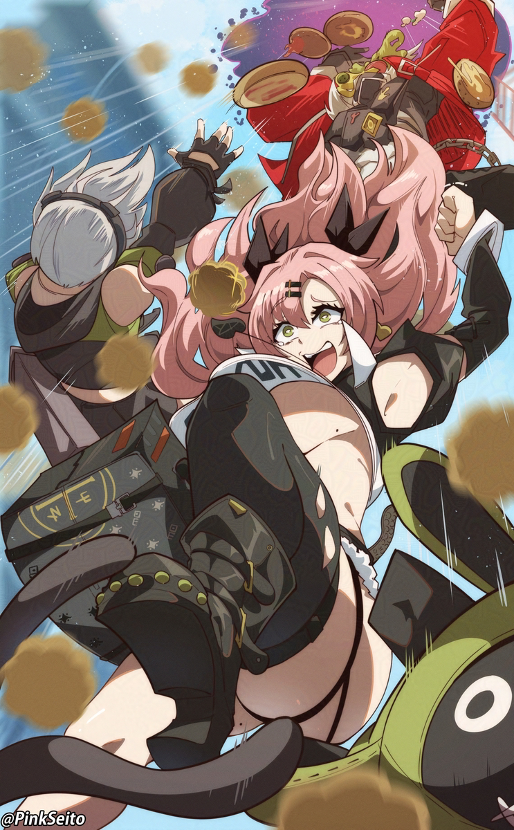 This is a pixiv picture whose title is Flying Hares 🍔.