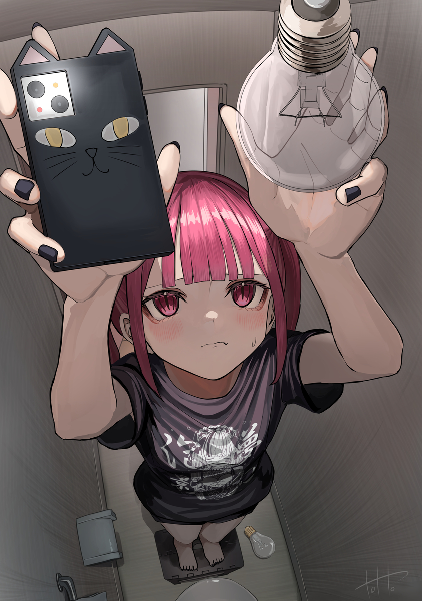 This is a pixiv picture whose title is 電球を交換する地雷系女子.