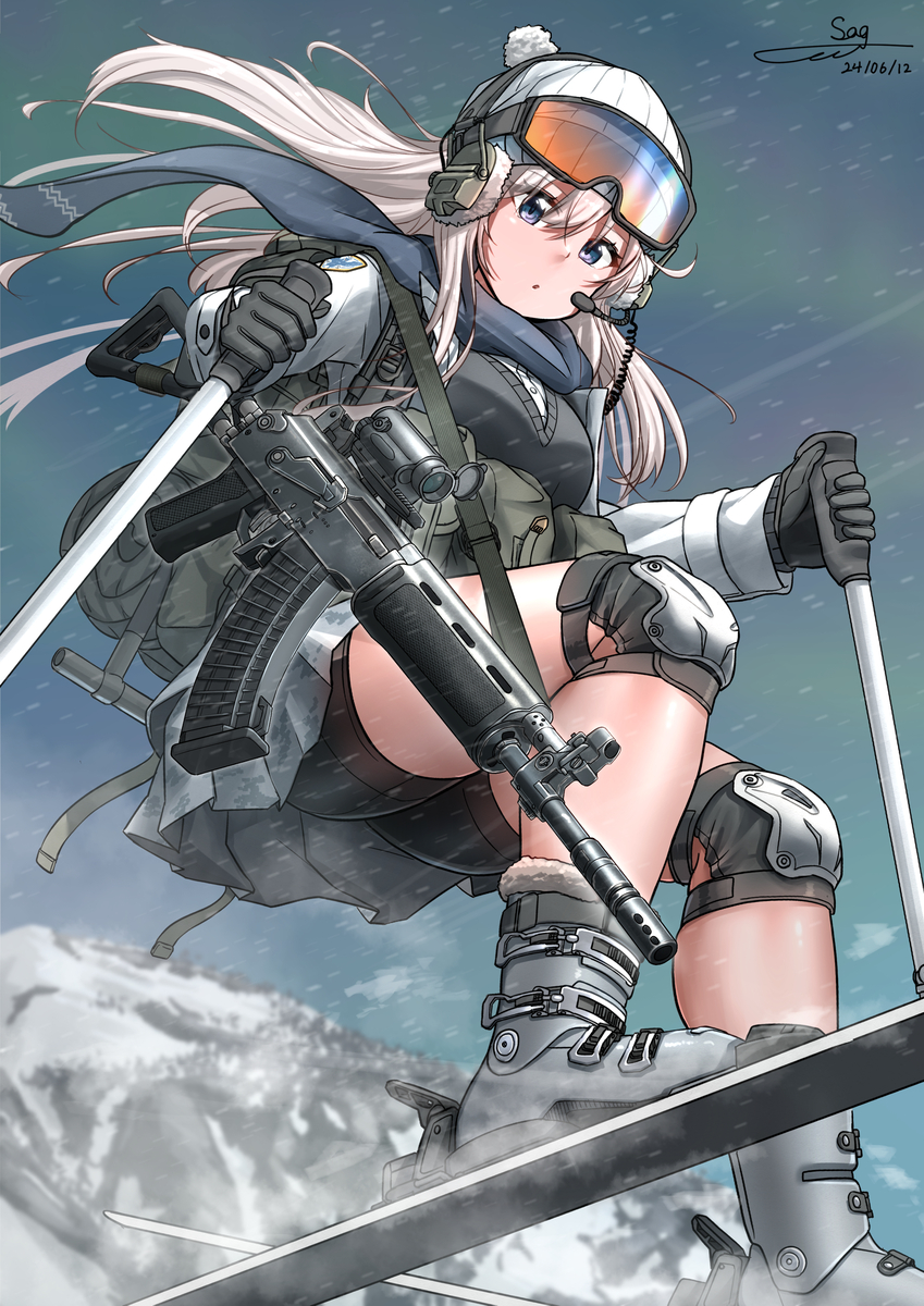 This is a pixiv picture whose title is 北の田舎の雪国武装JK.