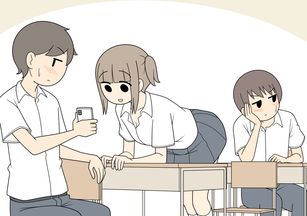 This is a pixiv picture whose title is 前も後ろも無防備なJK（リメイク）.