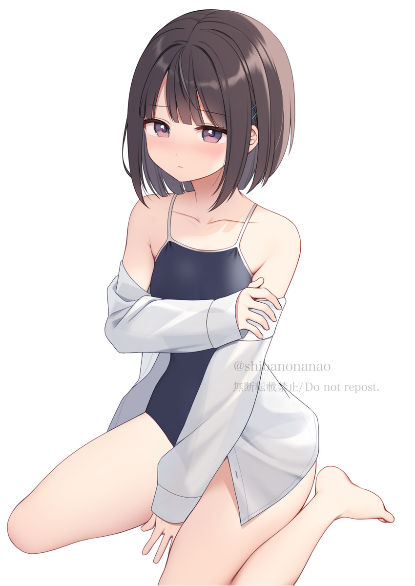 This is a pixiv picture whose title is スク水藍凪.