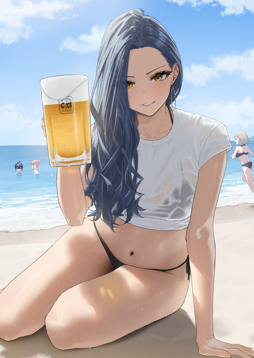 This is a pixiv picture whose title is 古のビールポスター風タペストリー.