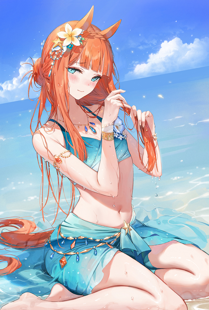 This is a pixiv picture whose title is 水着サイレンススズカ.