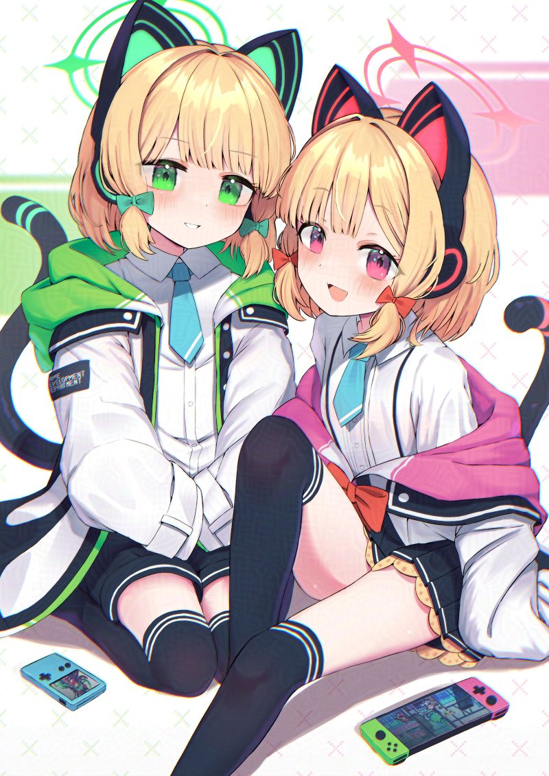 This is a pixiv picture whose title is モモイとミドリ.