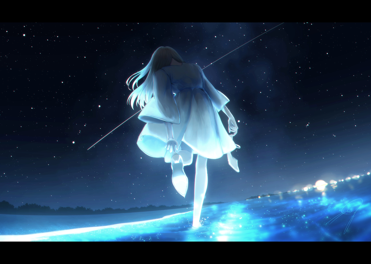 This is a pixiv picture whose title is 光をたどって.