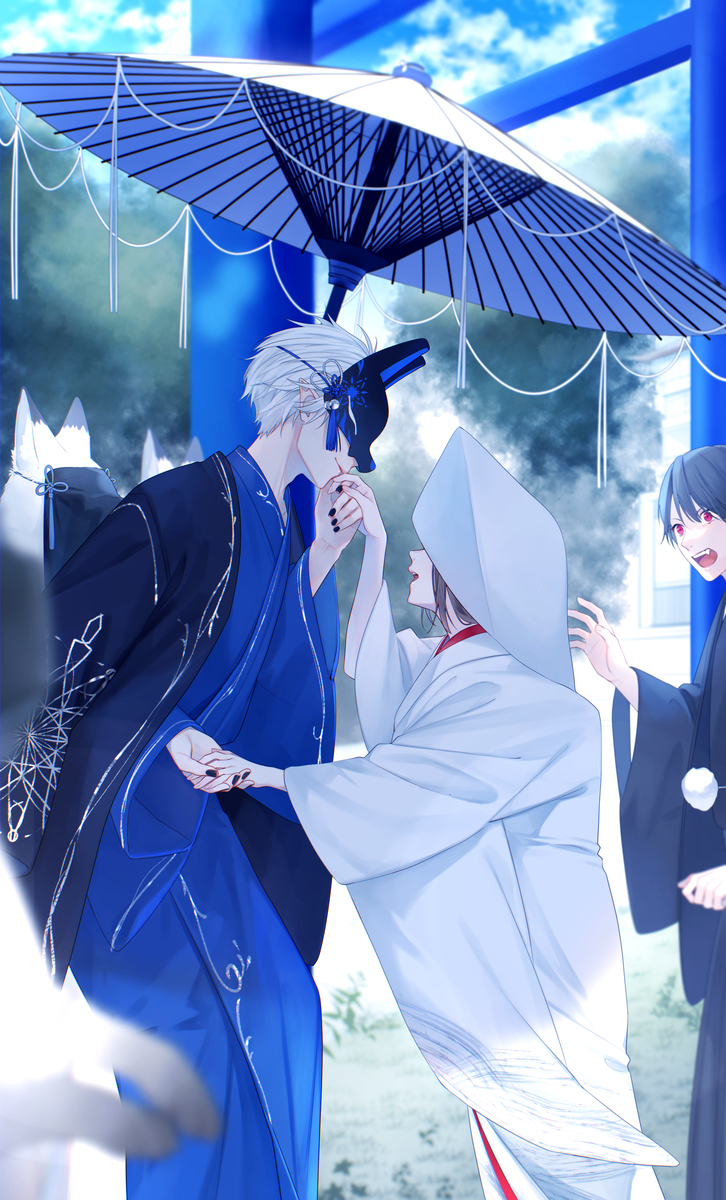 This is a pixiv picture whose title is 狐の嫁入り.