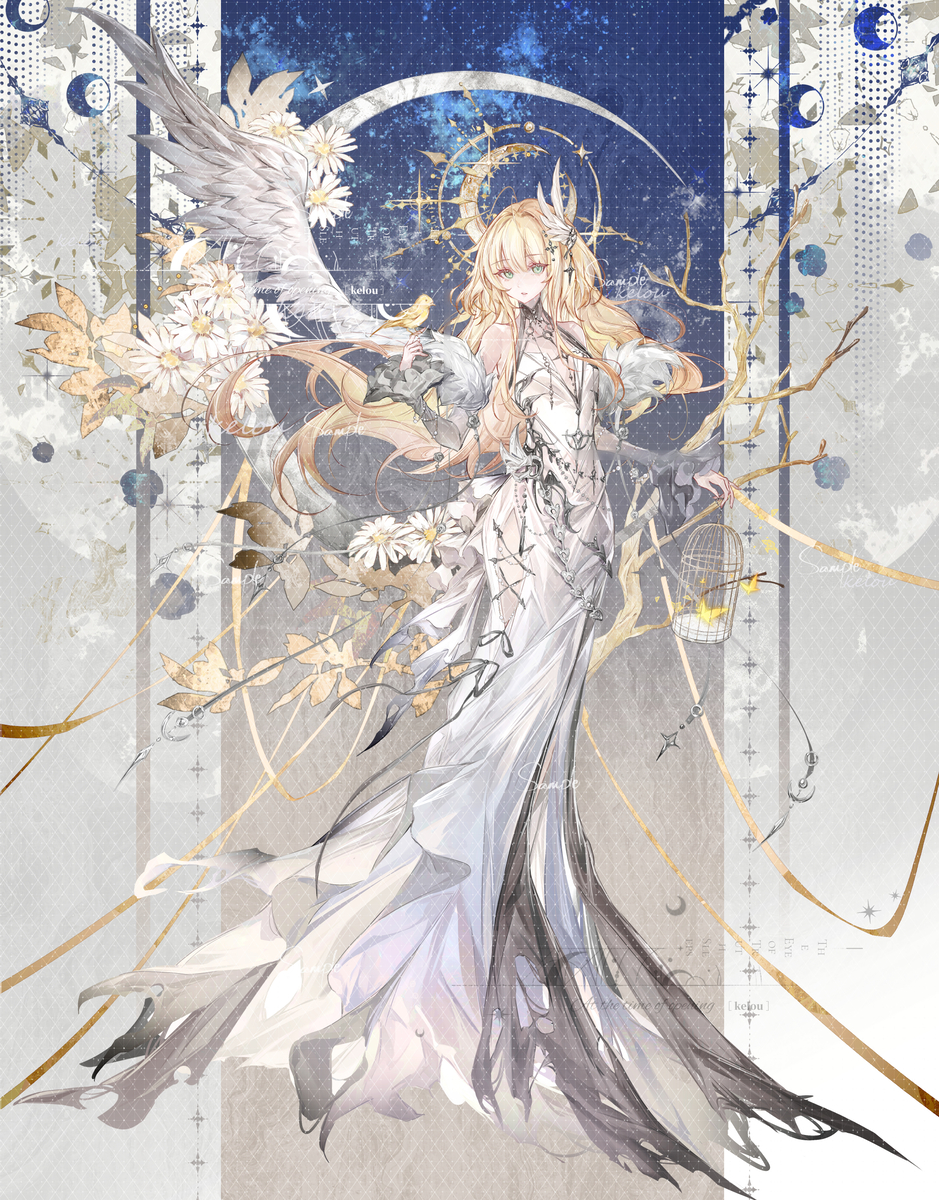 This is a pixiv picture whose title is 籠の鳥.