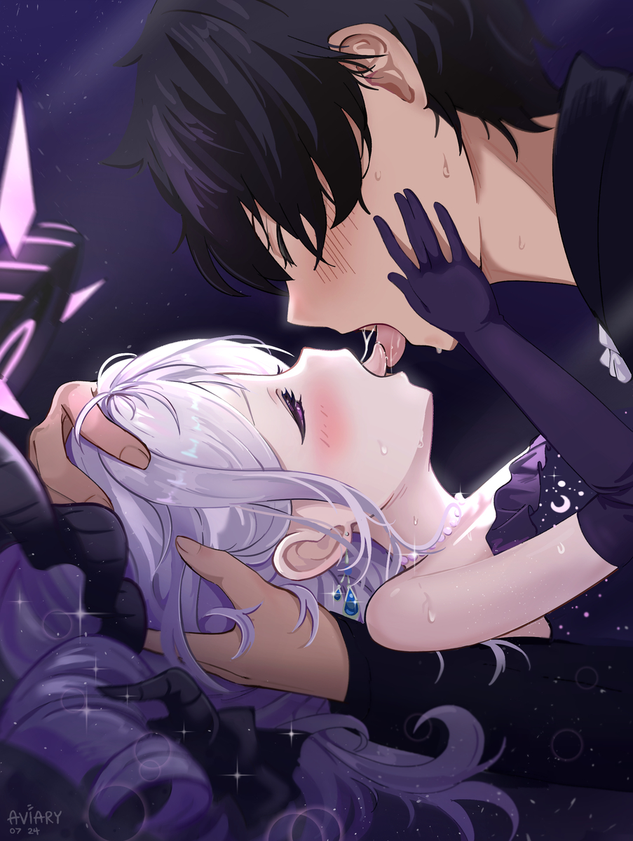 This is a pixiv picture whose title is Hina and Sensei after the party.