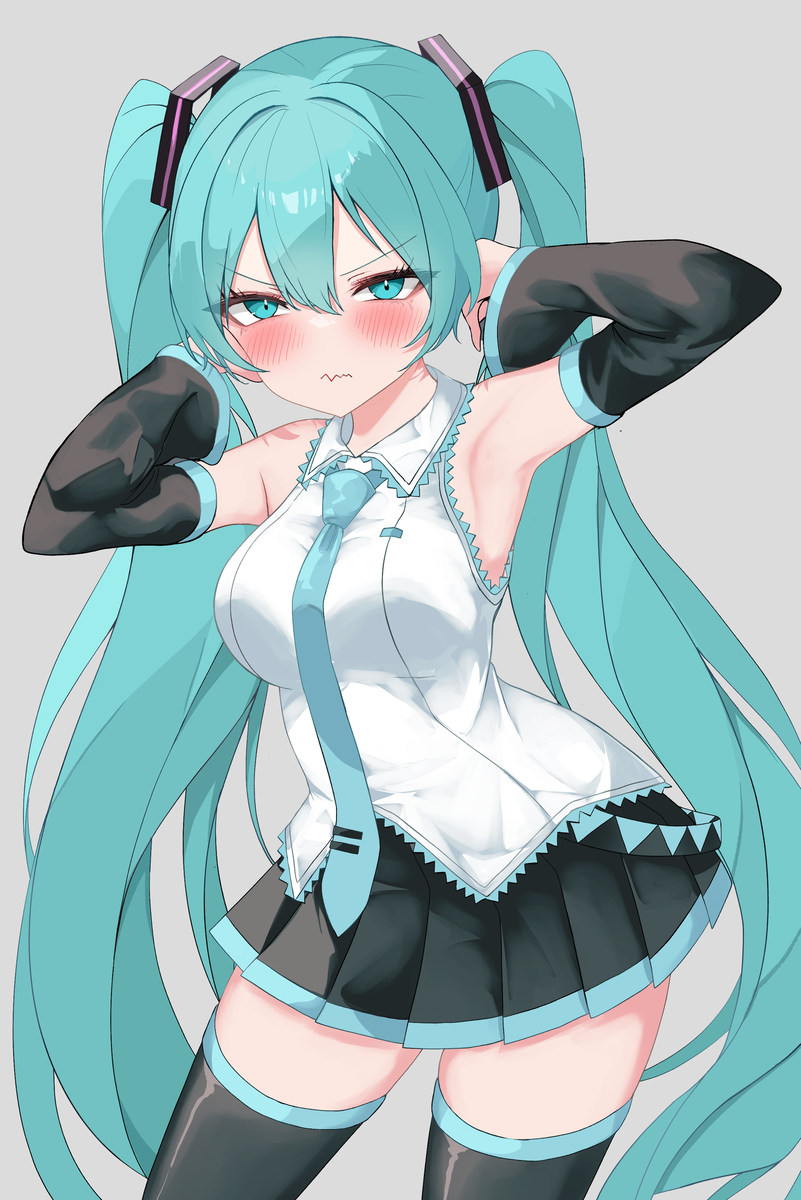 This is a pixiv picture whose title is 反抗期な初音ミクさん 「聞こえませーん」.