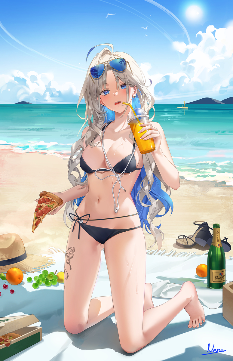 This is a pixiv picture whose title is 海辺のアトリエ.