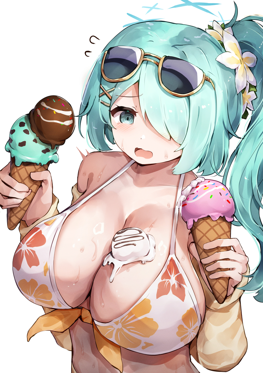 This is a pixiv picture whose title is ヒヨリ vs 🍨.