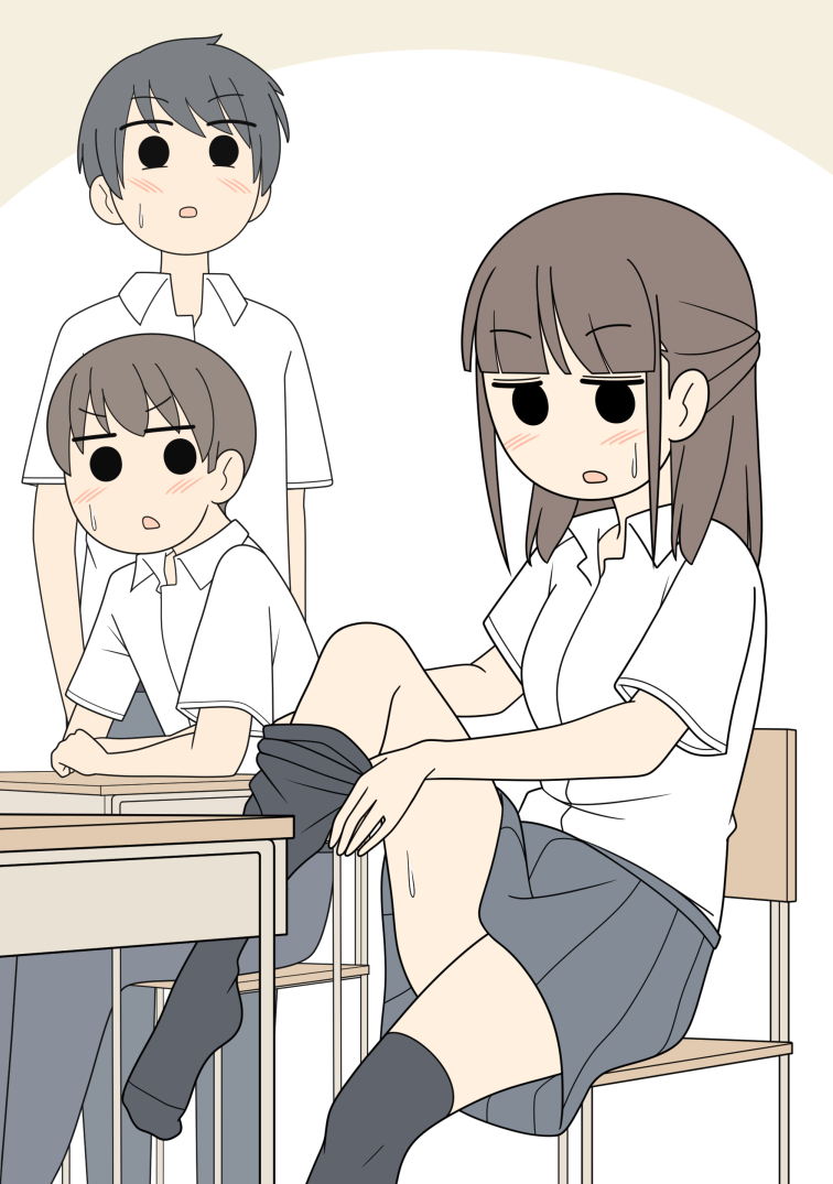 This is a pixiv picture whose title is 暑かったのでニーハイを脱ぐ女の子.