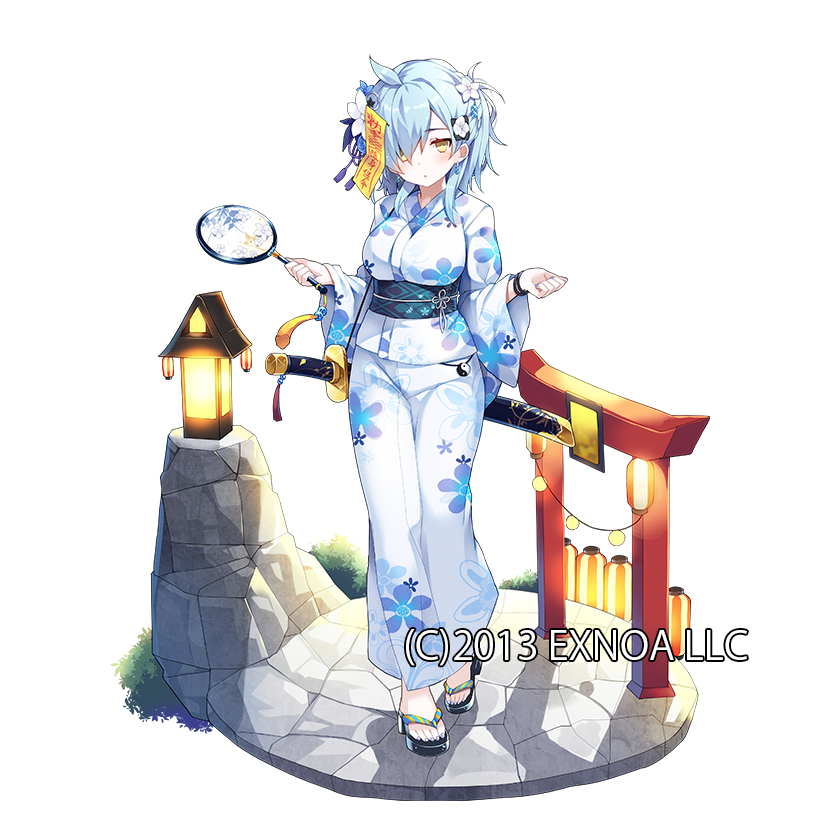 This is a pixiv picture whose title is 幽明の浴衣フーロン.