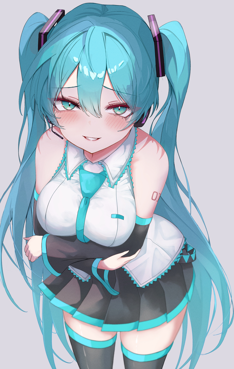 This is a pixiv picture whose title is 腕組み初音ミクさん.