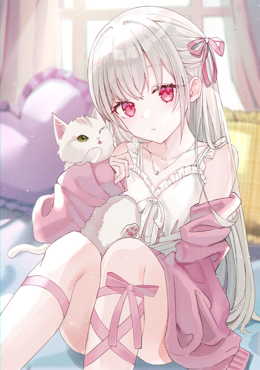 This is a pixiv picture whose title is 🐱♥.