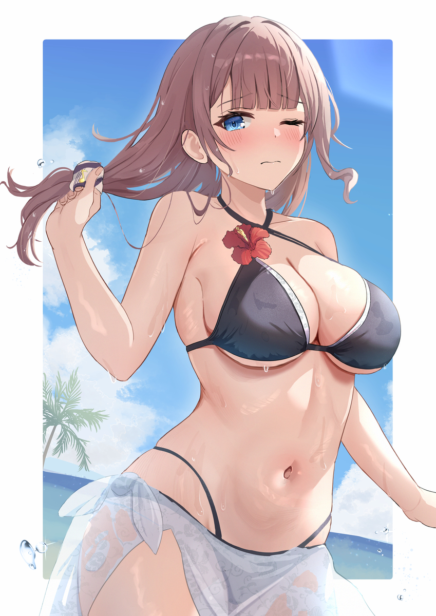 This is a pixiv picture whose title is 髪を解くほなちゃん.