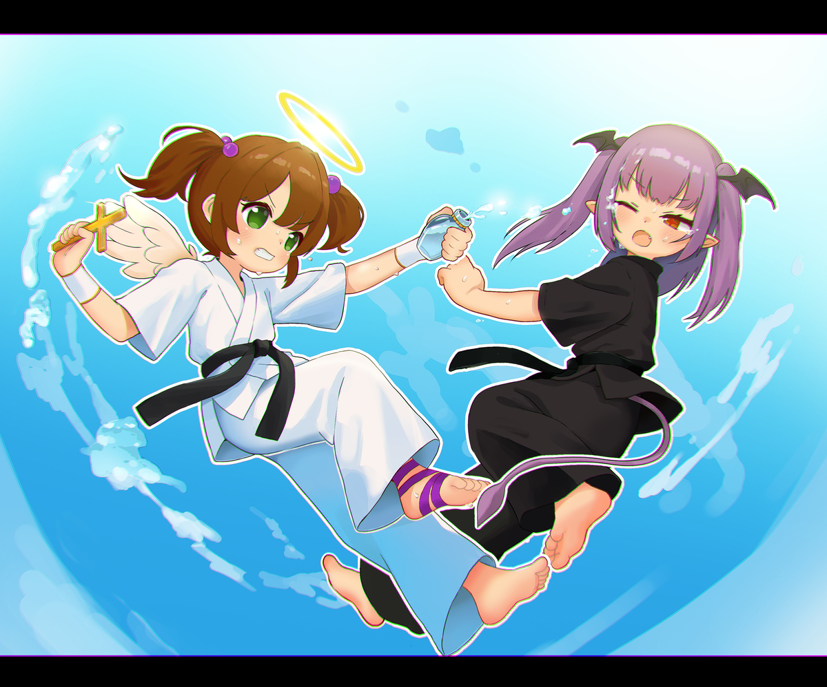 This is a pixiv picture whose title is 物理驱魔？两败俱伤！.