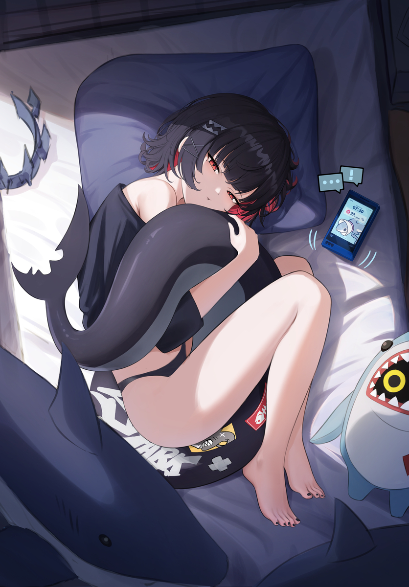 This is a pixiv picture whose title is 寝起きエレンちゃん🦈.