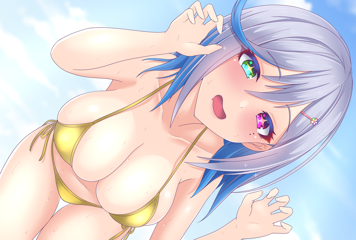 This is a pixiv picture whose title is 開放的すぎるぞ！銀眼鏡ちゃん.