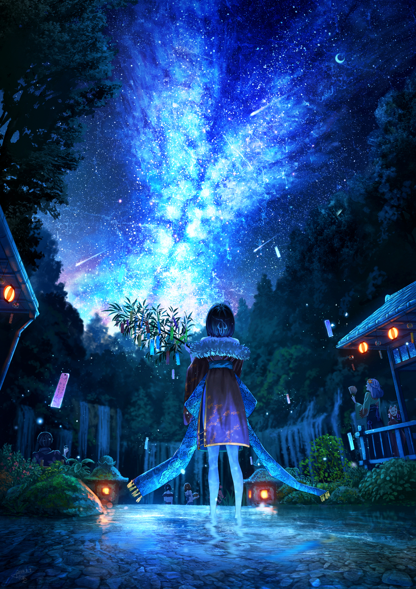 This is a pixiv picture whose title is 「天昇り」.
