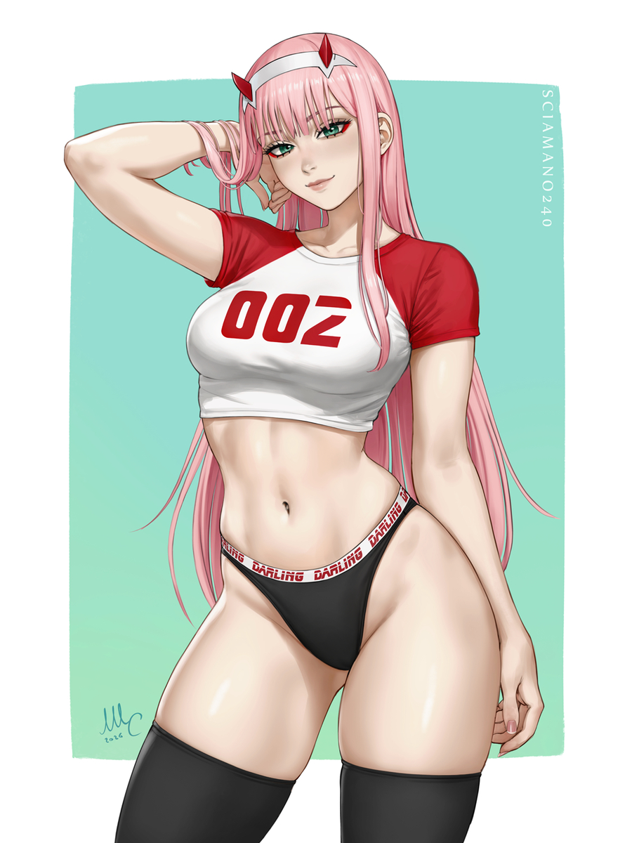 This is a pixiv picture whose title is Zero Two - Darling in the Franxx.