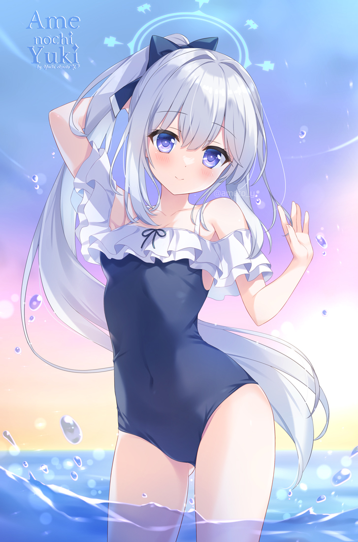 This is a pixiv picture whose title is 水着ミヤコ💙🐰🏝💙.