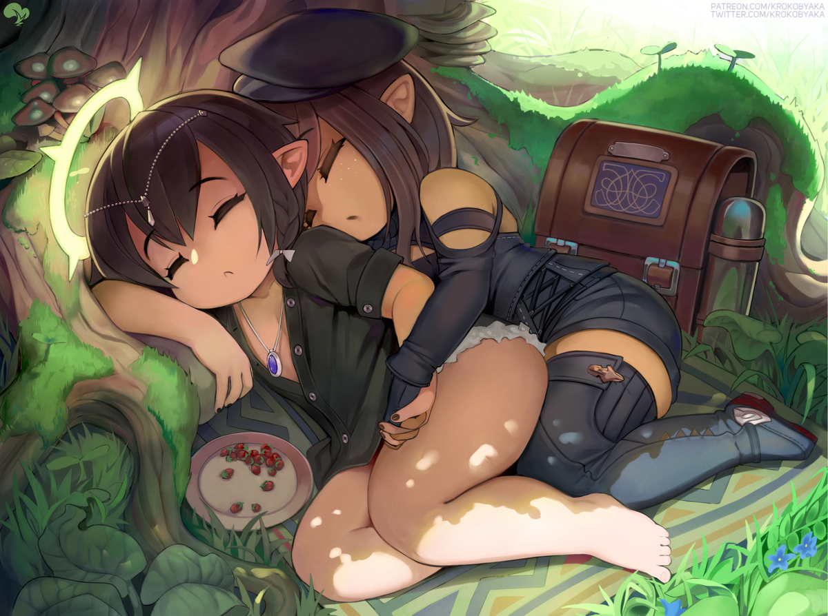 This is a pixiv picture whose title is Sleeping Lalafell.