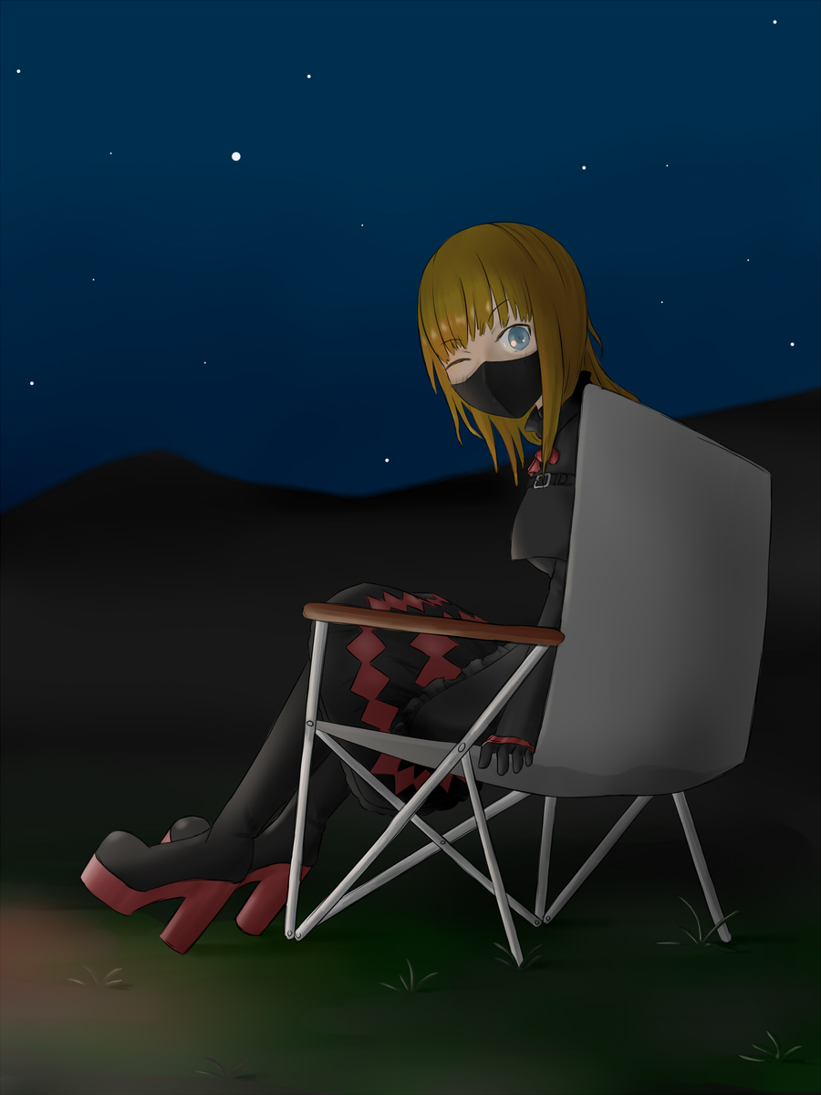 This is a pixiv picture whose title is キャンプの夜のロリータ少女.