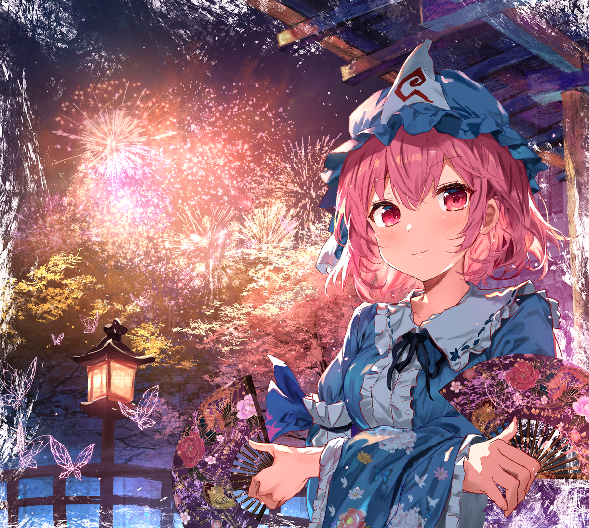 This is a pixiv picture whose title is 夜空に咲かせ、大輪の桜.