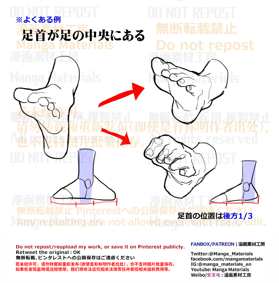 This is a pixiv picture whose title is 個人メモ：足首の位置と骨の形.