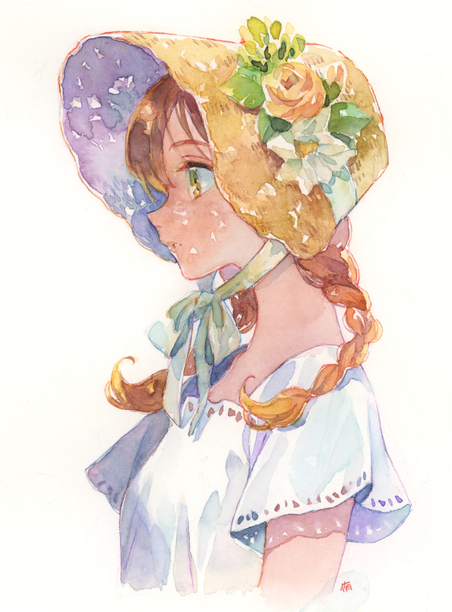 This is a pixiv picture whose title is 麦わらボンネット.