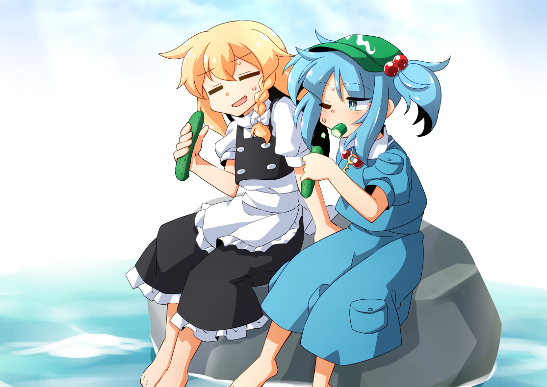 This is a pixiv picture whose title is 「skeb」魔理沙&にとり.