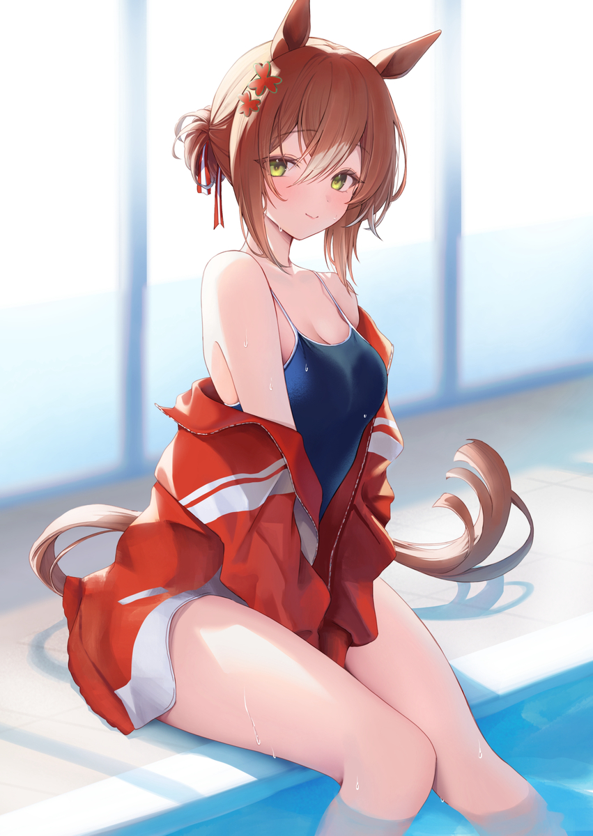 This is a pixiv picture whose title is スク水殿下.
