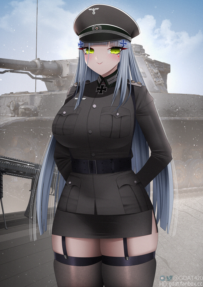 This is a pixiv picture whose title is Panzer Officer HK416.