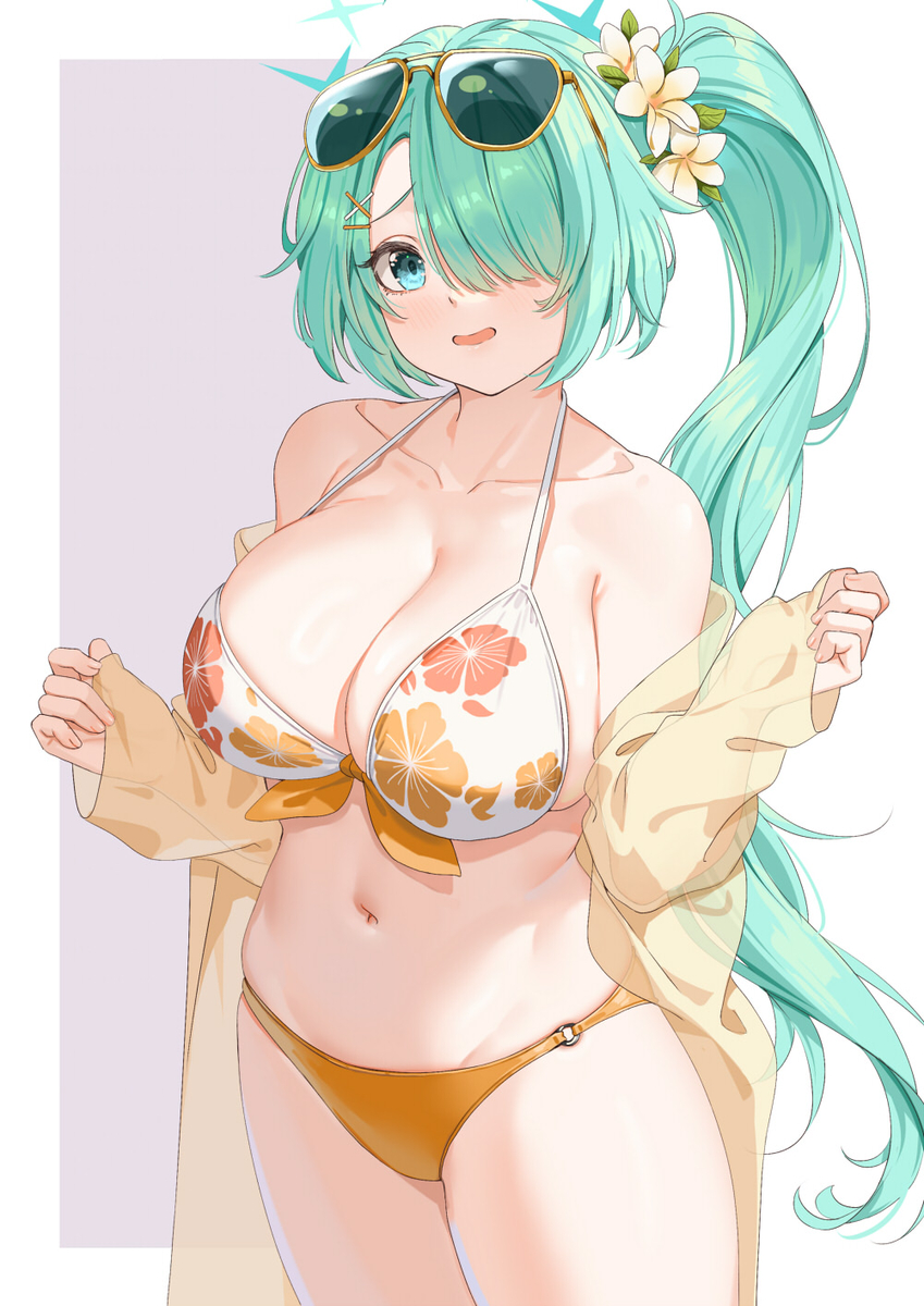 This is a pixiv picture whose title is 槌永ヒヨリ(水着).