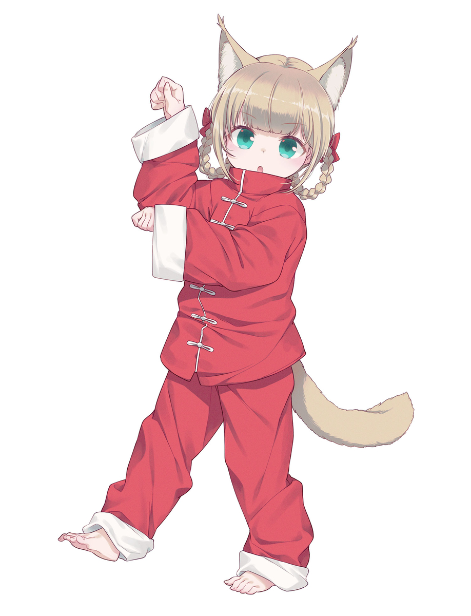 This is a pixiv picture whose title is ニャンフーきなこフィギュア~おきがえコレクション~.