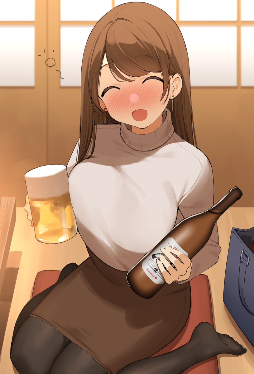 This is a pixiv picture whose title is 酔っ払いOLちゃん.