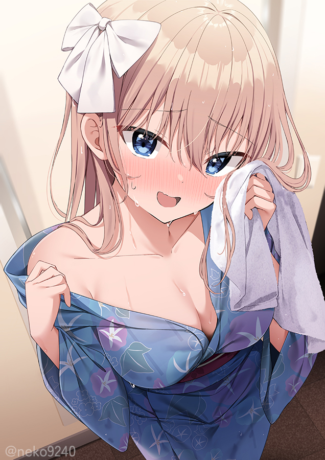 This is a pixiv picture whose title is お祭り中に突然の雨！彼女とホテルに泊まることになりました.
