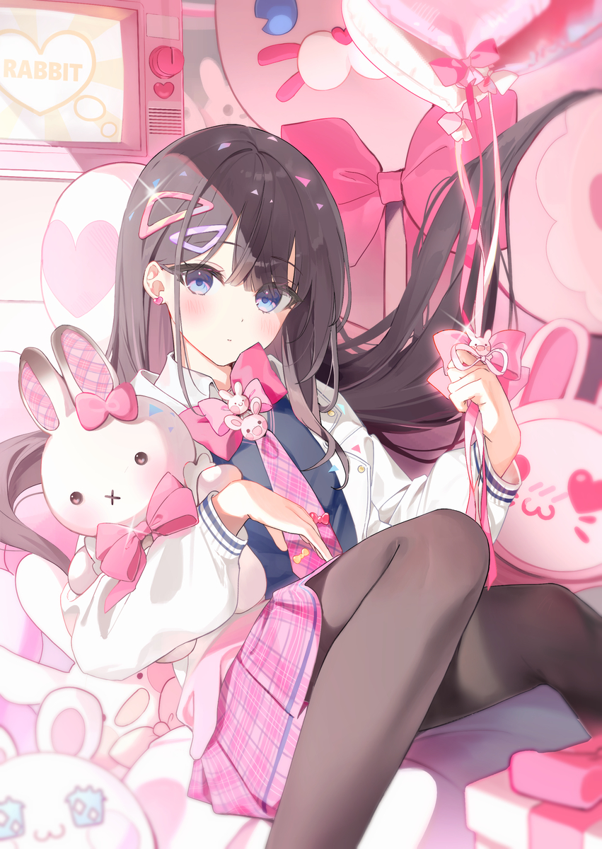 This is a pixiv picture whose title is うさぎ大好きJKちゃん🐰🎀💕.