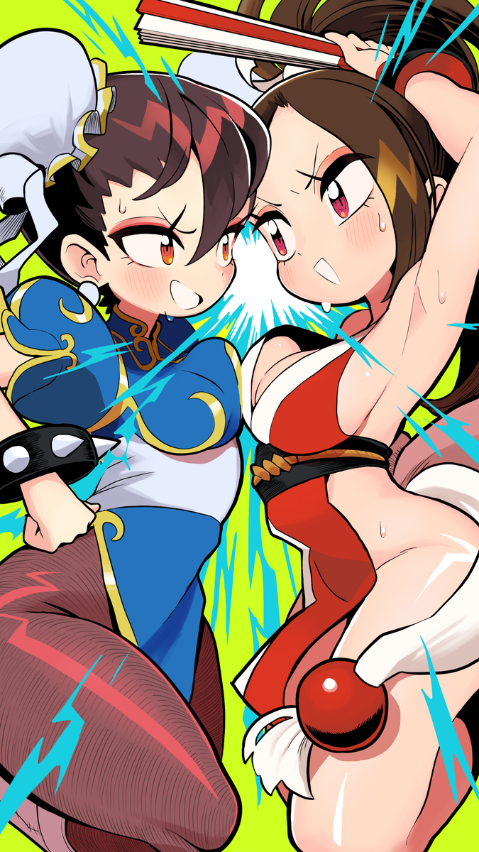 This is a pixiv picture whose title is 春麗&不知火舞.