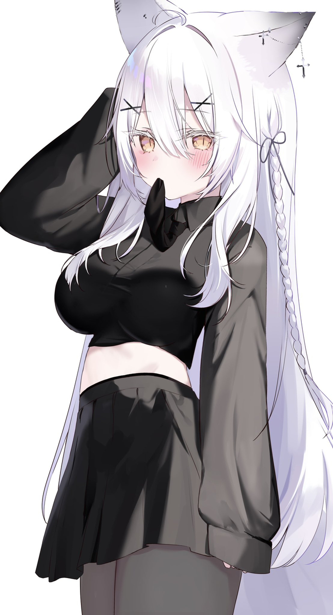 This is a pixiv picture whose title is 🖤🤍.