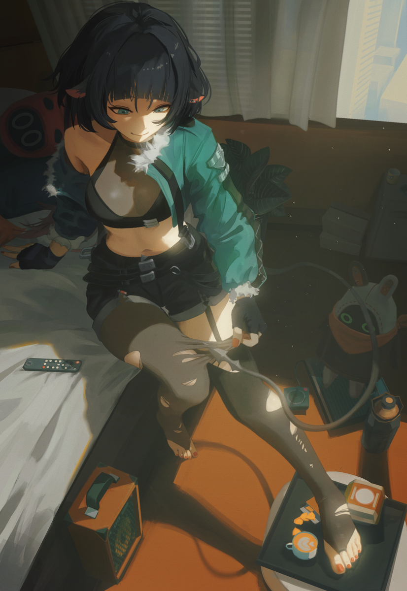 This is a pixiv picture whose title is 简和她的霹雳袜子.