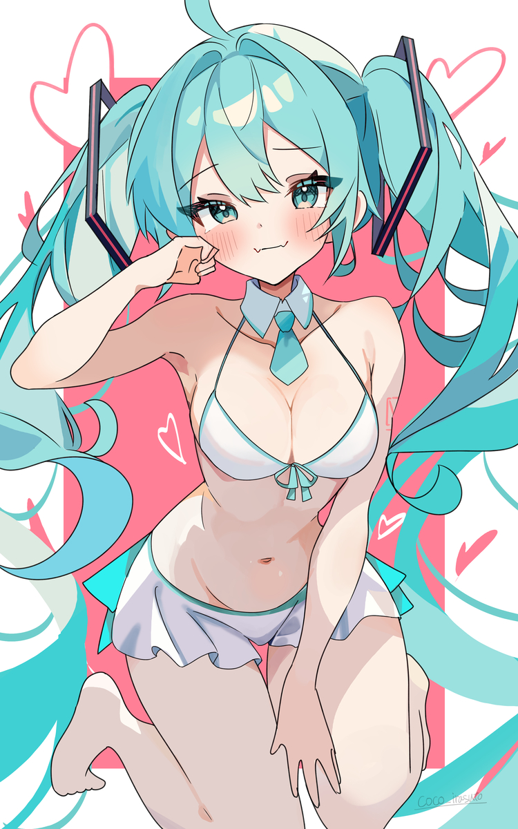 This is a pixiv picture whose title is 『水着に着替えてみました♡』.