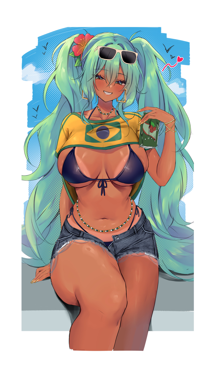 This is a pixiv picture whose title is brazilian miku.