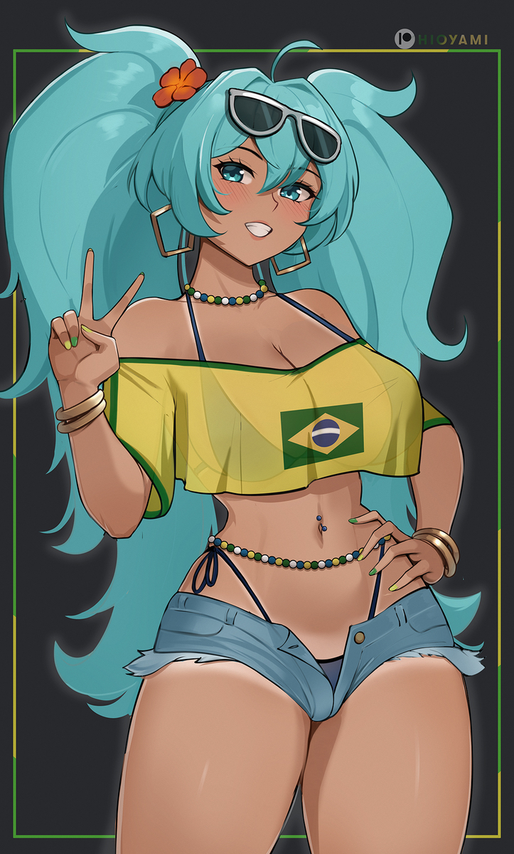 This is a pixiv picture whose title is Brazilian Miku.