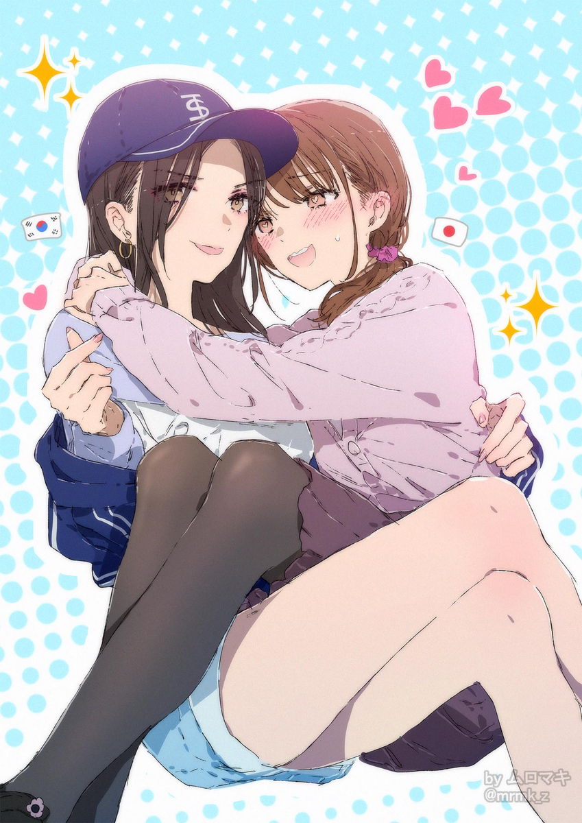 This is a pixiv picture whose title is 日韓百合.