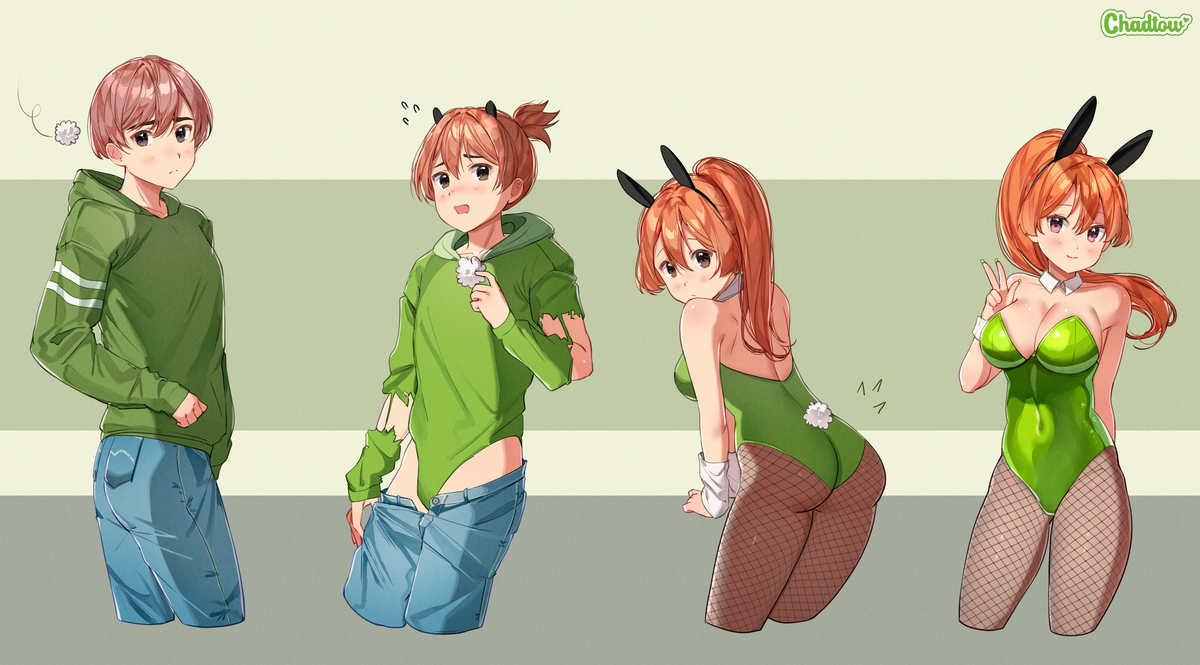 This is a pixiv picture whose title is TSF - Green Bunny.