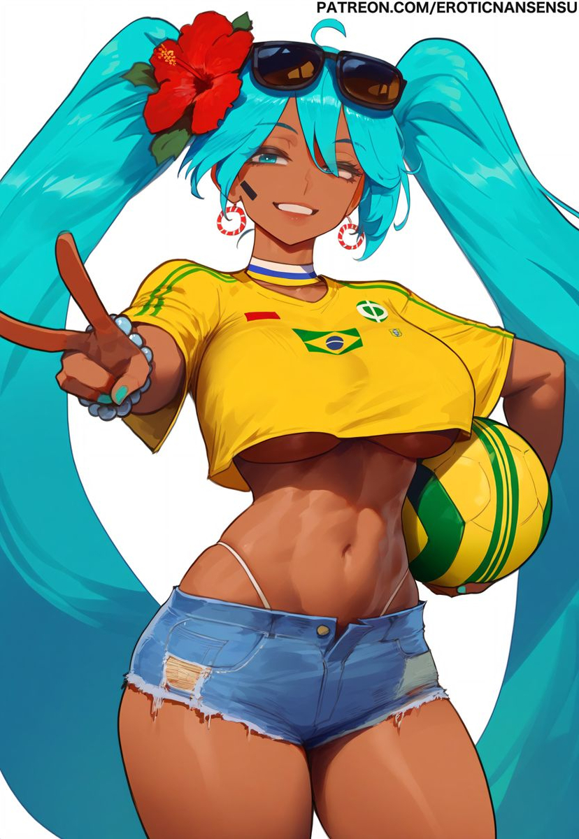 This is a pixiv picture whose title is Brazilian Miku.