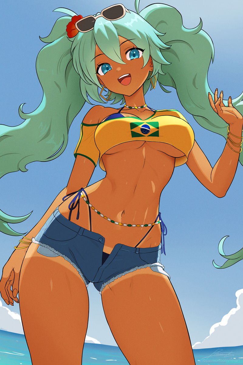 This is a pixiv picture whose title is Brazilian Miku.